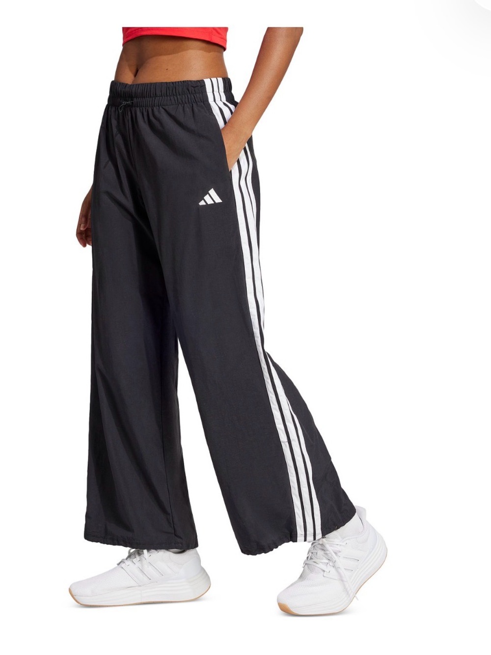 Adidas Kids' Black Wide Leg Track Pants with White Stripe